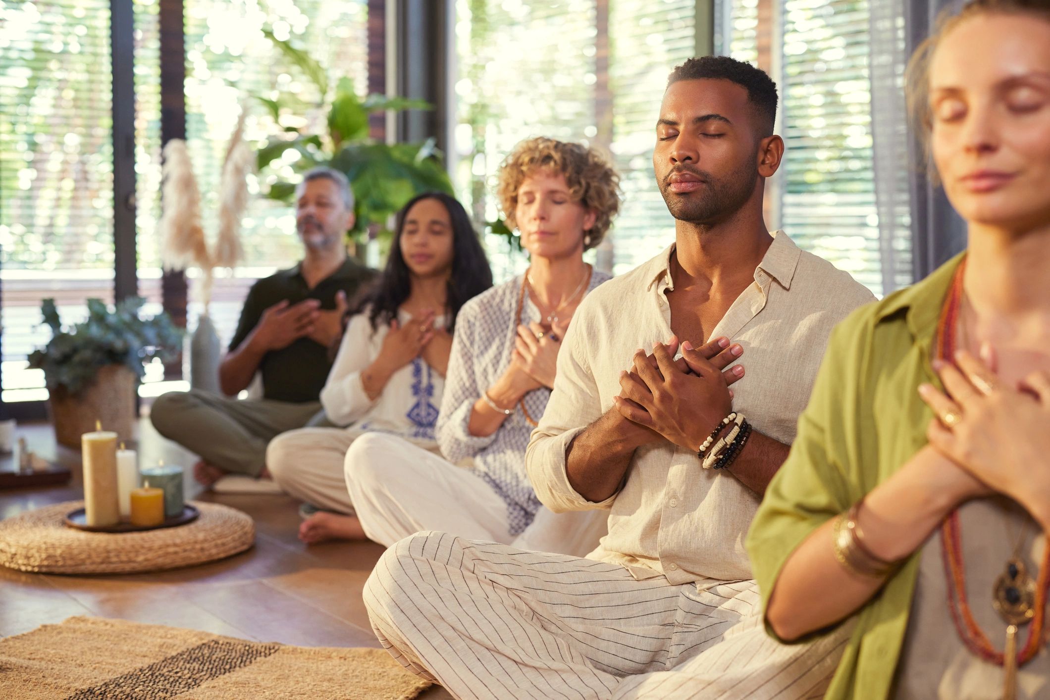 Group meditation wellness session