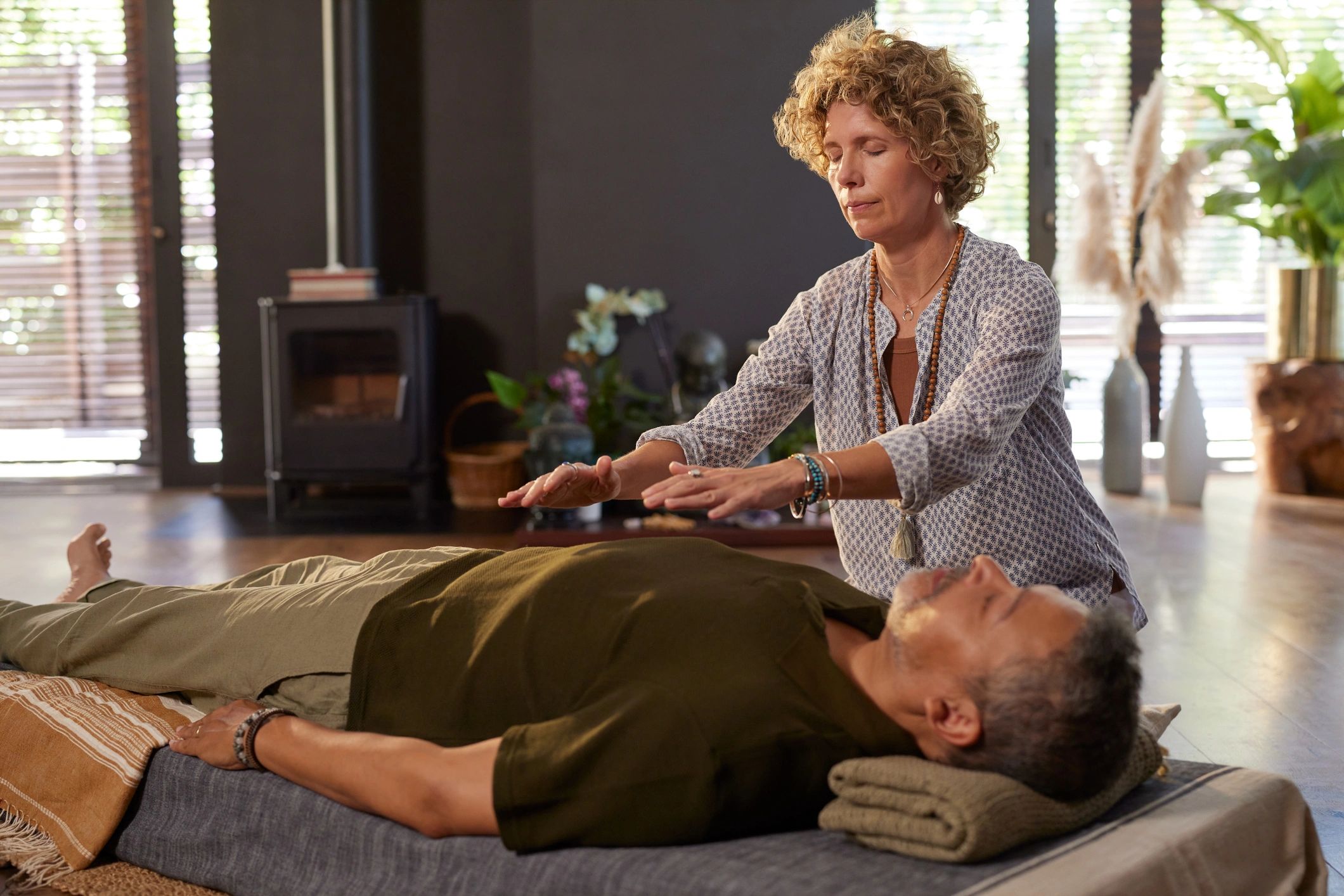Healing hands over energy centers